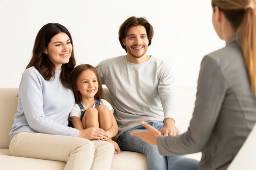 Happy Family Receiving Therapy